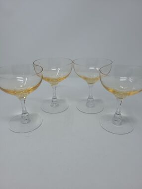 Fostoria Crystal Vogue Gold Tint Champagne Glass Goblets Set of 4